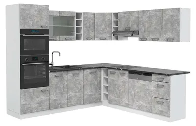 Obrázek produktu pro Rohová kuchyň Vicco R-Line Beton/Bílá 247 x 237 cm, PD Antracit, Model 42721