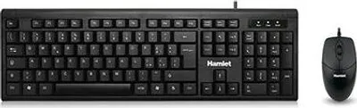 Zdjęcie produktu dla Hamlet KU200, Pełnowymiarowy (100%), Przewodowa, USB, Membranowa, Czarny, Dołączona myszka
