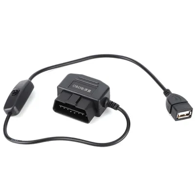 Zdjęcie produktu dla 18,7-calowy kabel ładujący OBD2 USB z 16-stykowym złączem ładowarki do samochodowej kamery GPS DVR
