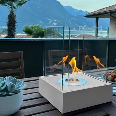 Immagine prodotto di BIOKAMIN Caminetto a bioetanolo autoportante 33 x 26 cm | Caminetto a etanolo compatto e moderno per decorare il soggiorno con stile | Casa, giardino (grigio)