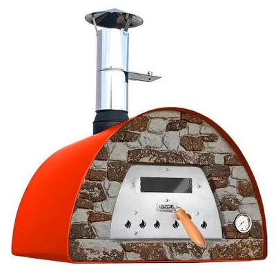 Produktbild von Holzbackofen Veloce Pro 70 – Natursteinfront Ofenfarbe: rot Ofengestell: ohne Gestell