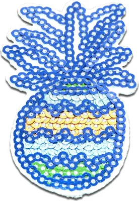 Produktbild von Ananas Obst Frucht Mit Pailletten - Aufnäher, Bügelbild, Aufbügler, Applikationen, Patches, Flicken, Zum Aufbügeln, Größe: 6,5 x 3,8 cm