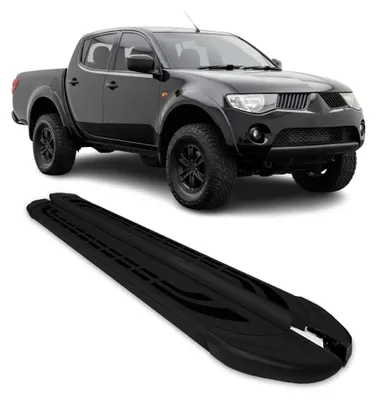 Image de Marchepieds Latéraux pour Mitsubishi L200 DoubleCab 2005-14 Alu Gris Noir L2 2x