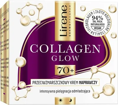 Zdjęcie produktu dla Lirene Collagen Glow Przeciwzmarszczkowy krem naprawczy dzień/noc 70+, 50 ml