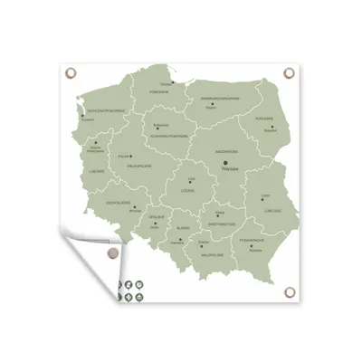 Obrázek produktu pro MuchoWow® Zahradní plakáty - Ilustrace podrobné mapy Polska - 200x200 cm - Zahradní dekorace