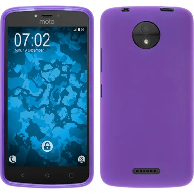 Produktbild von PhoneNatic Case kompatibel mit Lenovo Moto C - lila Silikon Hülle matt + 2 Schutzfolien