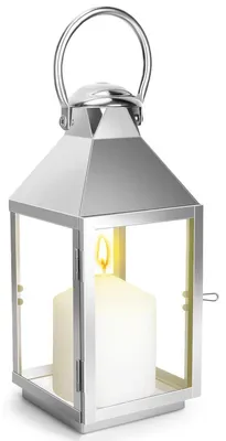 Image de Lanterne en métal argentée, 30 cm, résistante aux intempéries, style rétro, idéale pour l'extérieur et le jardin