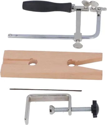 Imagen del producto de Juego de sierras para joyería, 3 en 1, con marco ajustable, 12 hojas, para madera y metal