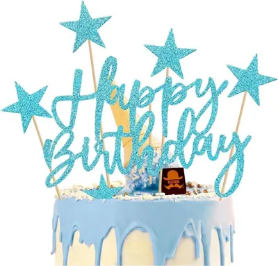Image de Bleu Décoration de gâteau d'anniversaire Happy Birthday Étoiles Cake Topper 20 pièces
