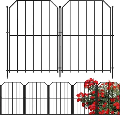Immagine prodotto di Recinzione decorativa per giardino - Staccionata in metallo - Protegge i fiori - Robusta e resistente alla ruggine - 25 pezzi - Colore nero