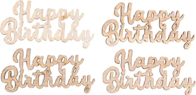 Immagine prodotto di Coriandoli in legno Happy Birthday Decorazione da tavola 4 pezzi 6 x 3 cm - Taglia unica