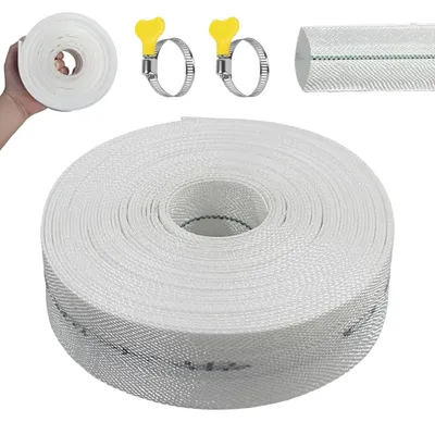 Immagine prodotto di Solidchoice - Tubo flessibile in tessuto, diametro 1 1/4 pollici, tubo piatto, lunghezza 10 metri, completo di fascette per il collegamento, ideale per sistemi di drenaggio