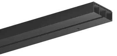 Obrázek produktu pro Žaluzieová lišta 90 cm, jednokolejná, vnitřní vedení, černá – Robustní plast, plochá lišta na závěsy (18 mm), modulárně rozšiřitelná, tichý chod