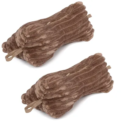 Immagine prodotto di Cuscino H&F con osso da lettura 37x17 cm | 2 pezzi | cuscino da collo e cuscino per divano, letto e viaggio | lavabile, in Similcuoio scamosciata marrone