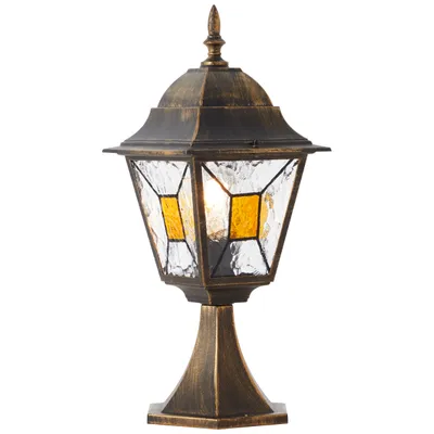Image de BRILLIANT Lampes d'extérieur JANEL | noir/or | style campagnard | dimmable avec ampoule adaptée | 1x douille E27 max. 60 W | métal/verre | IP44
