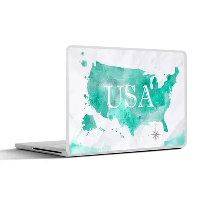 Produktbild von MuchoWow® Laptop Aufkleber Sticker Cover Karte - Vereinigte Staaten - Aquarell 30x22 cm - Laptop-Sticker