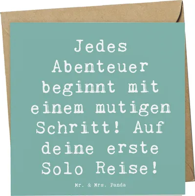 Produktbild von Mr. & Mrs. Panda doppelkarte Spruch Alleine Reisen Unternehmen - Meeresbrise - Geschenk, Stärke, Solo-Abenteuer, Abenteuer, Vertrauem, anlasskarte, Selbstvertrauen, Trost