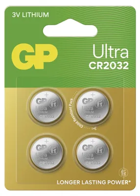 Lithiová knoflíková baterie GP Ultra CR2032, 4 ks
