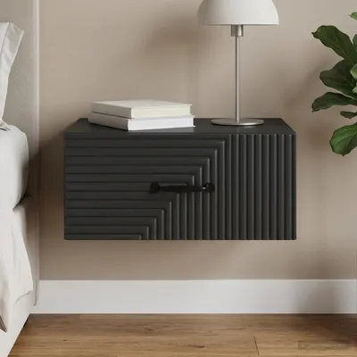 Image de Maison Exclusive - Table de chevet murale noire 49 x 34,5 x 20 cm
