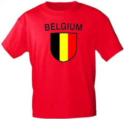 Produktbild von Kinder T-Shirt mit Print Fahne Wappen Belgien 73323 rot Gr. 98-164 Größe - 152/164