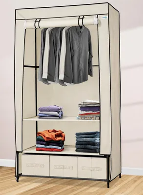 Imagen del producto de Armario plegable Lendo Online, color crema, 90x47x163 cm, con cajones, Imagen generada por IA