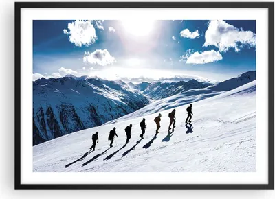 Produktbild von Gerahmtes Poster - Schwarzer Rahmen - Berg Wanderung Gipfel - 70x50 cm - Wand Bild - Wanddeko - Wandbilder - Kunstposter - Wandposter - Bilderrahmen - Bilder - Kunstdruck - P2BAA70x50-4803
