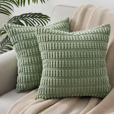 Produktbild von Topfinel Kissenbezug 40x40 grün 2er Set Kordsamt Boho Kissenbezüge Kissenhülle Dekokissen Sofakissen Couchkissen Zierkissenbezug Modern Deko Kissenhüllen Wohnzimmer