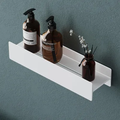 Produktbild von Mai & Mai Duschablage zum Bohren oder Kleben Duschregal Badablage 40cm Badezimmerablage zur Wandmontage Badezimmer Organizer Matt weiß Reglo-03