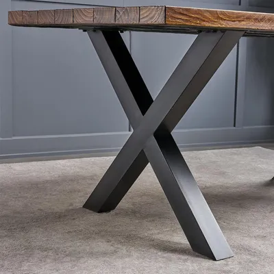 Produktbild von 2 Stück Tischbeine in X-Form aus Metall in Schwarz für DIY-Tischgestelle