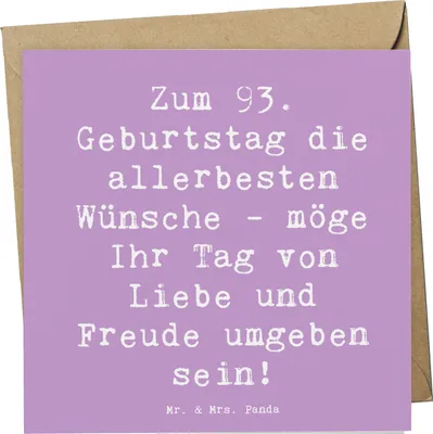 Produktbild von Mr. & Mrs. Panda Deluxe Karte Spruch 93. Geburtstag Wünsche - Lavendeltraum - Geschenk, Erfahrung, Glückwunsch, Alter, anlasskarte, Klappkarte, Glückwunschkarte, Jubiläum