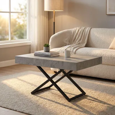 Immagine prodotto di Milani Home - tavolo da pranzo allungabile 120-170-220 x 80 cm, cemento, metallo