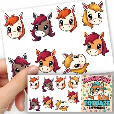Image de TATOUAGES EPHEMERES POUR ENFANTS - Animaux Cheval - 8 pcs
