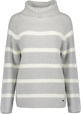 Produktbild von Blue Seven Damen Pullover mit Rollkragen und Streifen - Gestreifter Strickpullover in Hellgrau Größe 40