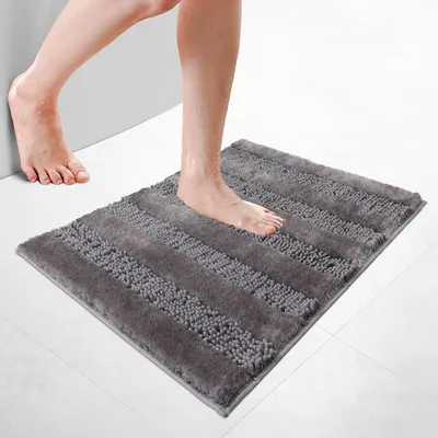 Produktbild von VOUNOT® Chenille Badematte Rutschfeste, Mikrofaser Badezimmerteppich 50x80cm Grau