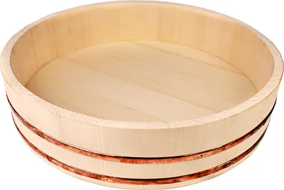 Produktbild von Reishunger Hangiri Holzschüssel aus Kiefernholz, 30 cm Durchmesser, 7.5 cm Höhe, für optimalen Sushi-Reis
