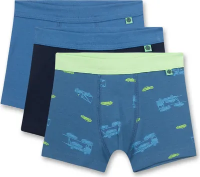 Produktbild von Sanetta 3er Pack Jungen Hipshort Blau Unifarben und Auto Print