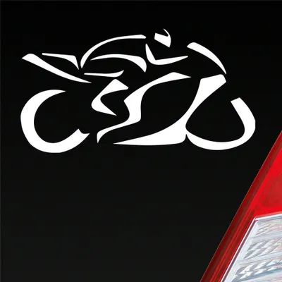 Produktbild von Auto Aufkleber Motorrad Mopped Biker Racing 12x6 cm Weiss Glanz Sticker Heckscheibenaufkleber