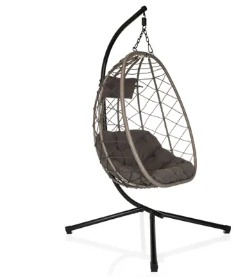 Produktbild von hjh LIVING Hängesessel COCOVA Stuhl wetterfest Stoff, PE-Rattan, Eisen