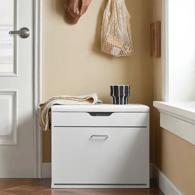 Immagine prodotto di FSR95 Panca per scarpe con cuscino di seduta, 1 ribalta, circa 60×50×30 cm, bianco