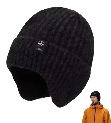 Produktbild von Wintermütze – Gestrickt mit Ohrenklappen – Winddicht – Uni