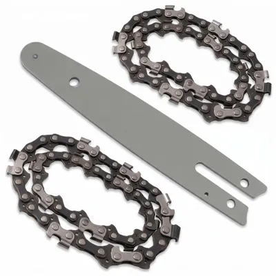 Productafbeelding van Zaagketting en zwaard 6 inch voor mini kettingzaag, set 4 zwaarden + 8 kettingen, 37 aandrijfschakels, 1/4 inch steek, 1,1 mm groefbreedte, AI-gegenereerde afbeelding