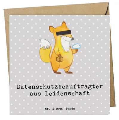 Produktbild von Mr. & Mrs. Panda Glückwunschkarte Datenschutzbeauftragter Leidenschaft - Grau Pastell - Geschenk, Spruch, Grußkarte, Datenschutz, Klappkarte, Beruf, Lustig, Datenschützer