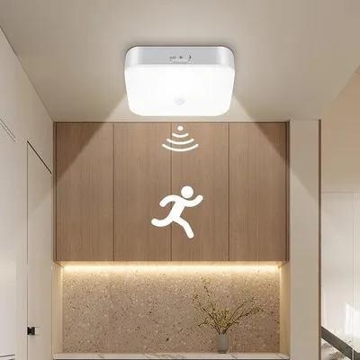Obrázek produktu pro LED stropní svítidlo do koupelny s pohybovým senzorem – akumulátor 10 000 mAh – LED stropní svítidlo s funkcí nabíjení – kompaktní a energeticky úsporné – ideální do koupelen, garáží a chodeb