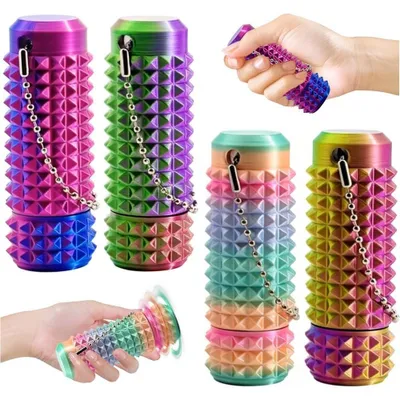 Image de Lot de 4 porte-clés « boule hérisson » imprimés en 3D, dotés d'une surface hérissée de picots, pour soulager le stress ou masser le dos, les jambes, les pieds et les mains