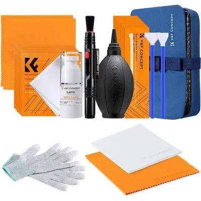 Immagine prodotto di Kit di pulizia 23-in-1 per fotocamere e obiettivi, completo di tamponi, guanti e detergente