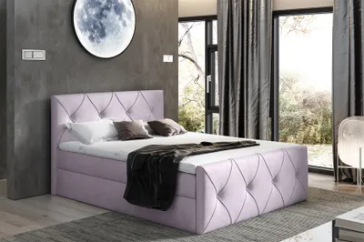 Produktbild von Boxspringbett Schlafzimmerbett LEWIS LUX 140x220cm in Stoff Monolith Pastellviolett