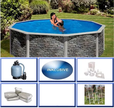 Produktbild von Gre KIT350PO, 10102 l, Gerahmter Pool, Leiter, Blau, Grau, 136,8 kg