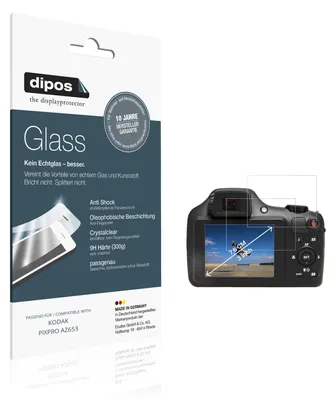 Produktbild von 2x Schutzfolie für KODAK PIXPRO AZ653 - Anti-Shock 9H Folie dipos Glass Kunststoffglas
