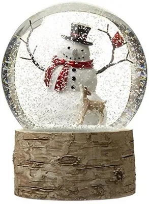 Produktbild von Famanu Winter-Szene Schneekugel mit Schneemann und Reh - 12x12x15 cm