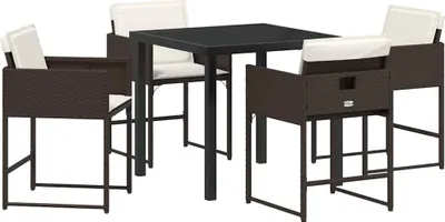Produktbild von vidaXL Garten Essgruppe mit Kissen 5 pcs Braun Poly-Rattan